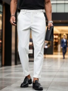 Manfinity Mode Men's Solid Color Minimal Daily Fit Suit Pants - White - View 6