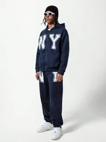 SHEIN 2pcs Boy's Casual Plaid Comfy Hoodie And Sweatpants Set