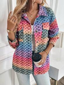 SHEIN LUNE Ombre Geometric Print Fashion Ladies' Jacket Fall Cloth For Women - Multicolor - View 3