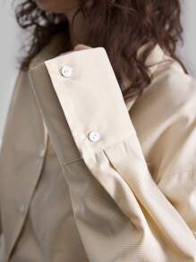 Ontre Blusa de mujer con cordón en la cintura y diseño calado, conjunto de regreso a la escuela de otoño/invierno