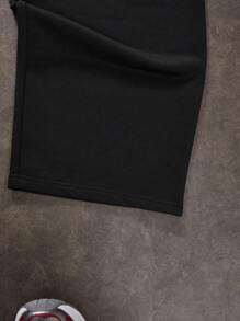 Manfinity VCAY Pantalones de chándal largos de punto con doble cintura, color negro y blanco para hombre