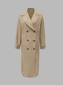 Chiquease Women Long Button-Up Trench Coat - Khaki - View 4