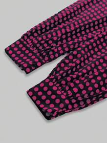 Chiquease Vestido de manga farol con cuello mao, estampado de lunares, para primavera y otoño, casual