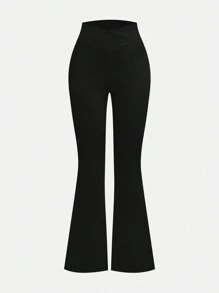 SHEIN 2 件套青少年女孩休闲学院风喇叭裤和时尚黑灰色冬季服装 - 彩色 - 查看 3