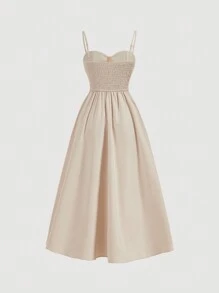 Aloruh 女士夏季優雅卡其色長款背心長裙