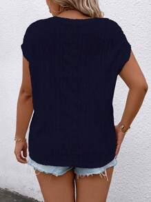 SHEIN LUNE Plus Size Solid Color Crew Neck Short Sleeve Simple T-Shirt, Casual Daily Wear
