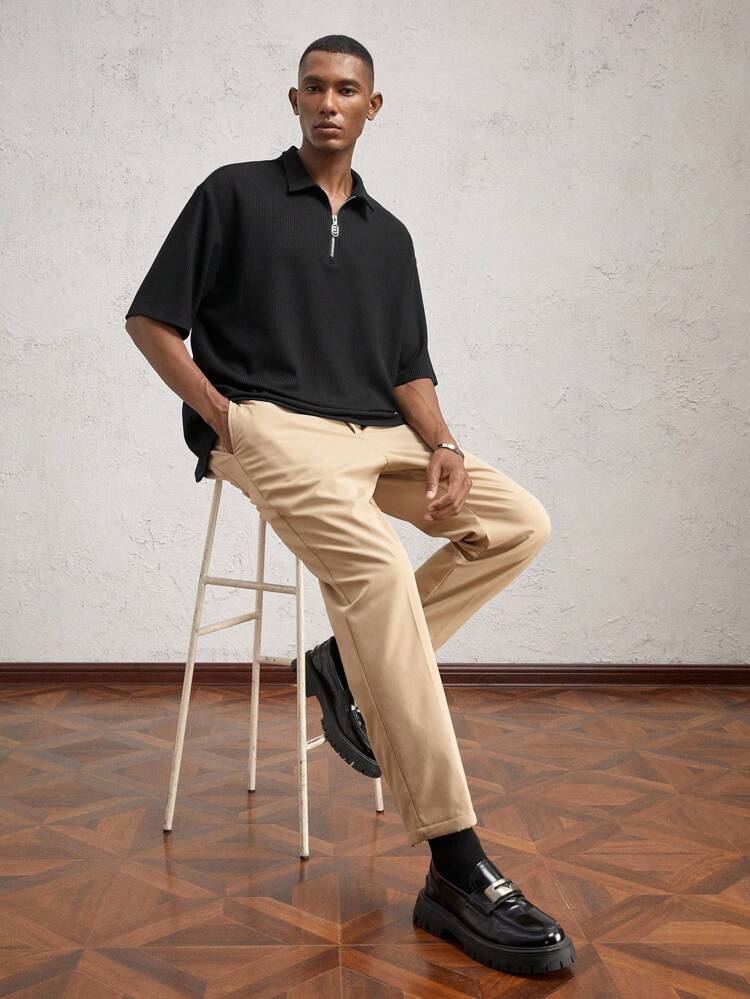 Men's Slim Fit Casual Collared Short Sleeve Polo Shirt, Suitable For Daily Wear