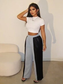 VaVaBold Women's Casual Patchwork Wide Leg Sweatpants Halloween Women Fall Clothes  Pants Halloween Pants
