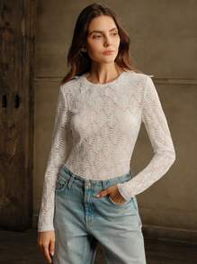 Anewsta 女士优雅花卉装饰针织毛衣、高端时尚别致衬衫