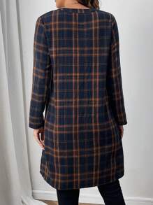 EMERY ROSE Fall Women Clothes Women's Front Button Long Sleeve Plaid Casual Mini Dress