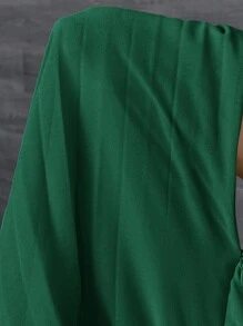 Slaydiva Váy suông màu xanh lá cây bó eo cỡ lớn, thường ngày/nghỉ mát, cổ chữ V cỡ lớn - M - Màu xanh lá cây đậm - Xem 7