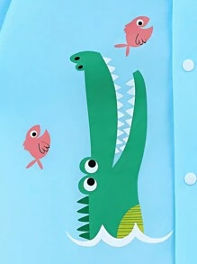 Toddler Boys' Animal Print Waterproof Raincoat For Outdoor, Hiking, School