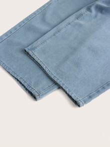 SHEIN CURVE+ Plus Size Non-Stretch Denim Straight Leg Jeans - Blue - View 5