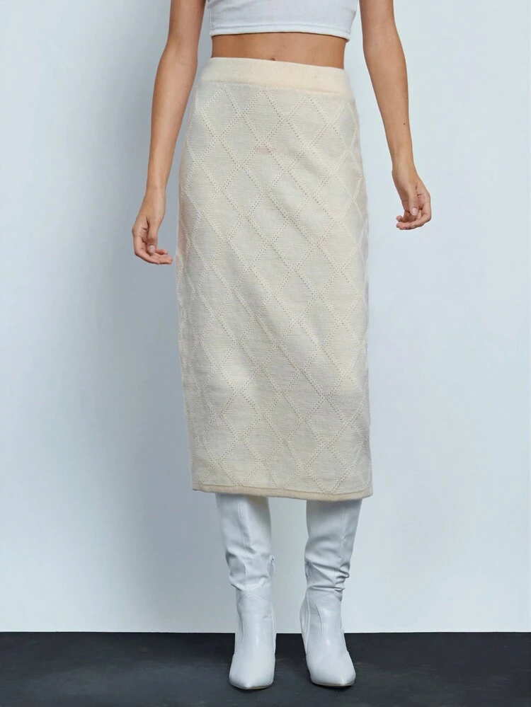 SHEIN Maija Jupe-pull tricotée simple de couleur unie pour femmes, casual quotidien