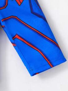 SHEIN Playful Pals Baby Boy Cartoon Mecha Print Long Sleeve T-Shirt And Printed Pants 2pcs Outfit Set With Cape, Suitable For Party, Roleplay And Holiday In Autumn/Winter - Blue - View 5