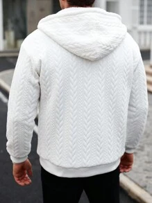 Manfinity Homme Veste décontractée avec capuche et doublure thermique ample pour hommes, automne/hiver - Blanc - Voir 2