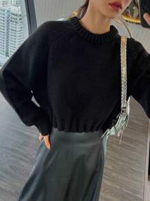 DAZY Loose Casual Pullover Sweater For Women,Long Sleeve Tops,Fall Clothes - Black - View 3