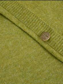 SHEIN LUNE Damen Lässig einfarbiger Rundhals Pullover, Frühling & Herbst, gestrickter Pullover Herbst Winter - Grün - Übersicht 4