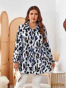 SHEIN LUNE Camicia a motivo a griglia con maniche a lanterna, modello oversize, casual e carina, da donna per primavera/autunno, con paillettes, ideale per abbigliamento da festa e uso quotidiano, essenziale per vacanze