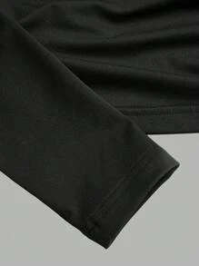 SHEIN EZwear 2pcs Women's Solid Color Crew Neck Ruched Waist Long Sleeve Fitted T-Shirt