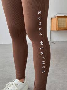 SHEIN 孕妇纯色针织紧身裤，可调节腰部孕妇紧身裤，秋冬款