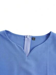 TaskEZ Áo đồng phục đơn giản có khóa kéo tay dài màu trơn - Màu tím - Xem 6