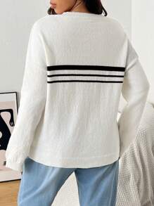 SHEIN Frenchy Suéter holgado de talla grande con bordado y lazo, otoño e invierno