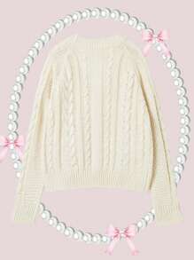 SHEIN Unity 女式蝴蝶结装饰休闲开衫，秋冬款 - 黑與白 - 查看 2