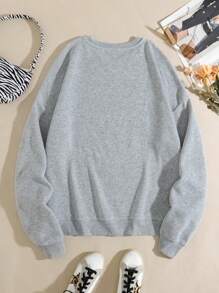 INAWLY Plus Size Crew Neck Long Sleeve Christmas Tree & Letter Print Casual Sweatshirt Pullover Fall Outfit