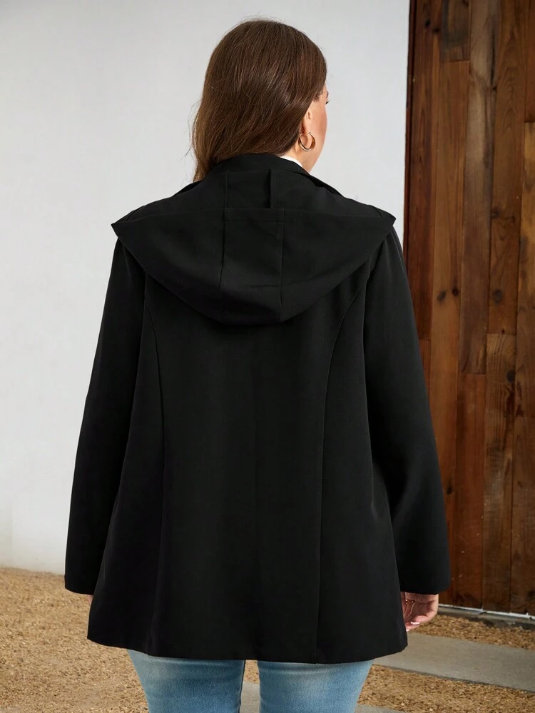 Chaqueta casual de manga larga con cremallera frontal de unicolor, ropa de mujer de otoño, talla grande