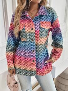 SHEIN LUNE Ombre Geometric Print Fashion Ladies' Jacket Fall Cloth For Women - Multicolor - View 6