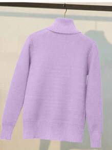 Franclia 高领加厚保暖修身毛衣，温暖冬季设计，长袖上衣，针织套头衫，秋季款 - 紫色 - 查看 2