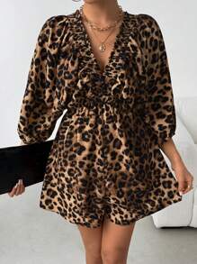 Breezaya V-Neck Romper Pants, Casual Daily Wear - Brown - View 6