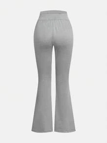 SHEIN 2 件套青少年女孩休闲学院风喇叭裤和时尚黑灰色冬季服装 - 彩色 - 查看 6