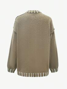 Chiquease Women's Casual Loose Striped Crew Neck Sweater, Fall/Winter,Long Sleeve Tops