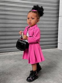 SHEIN Explorewe 3pcs/Set Baby Girl Y2K Style Rose Red Casual Skirt Outfit, Autumn Winter