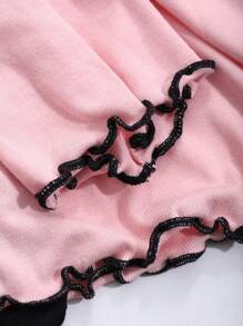 DAZY 波点印花二合一荷叶边露背家居服套装，舒适保暖，秋冬睡衣