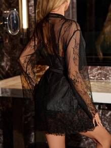 女士性感透明浴袍和内衣睡衣套装