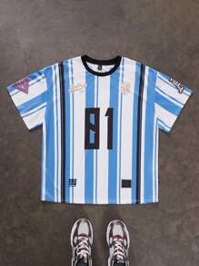 Manfinity VCAY Men's Loose Fit Digital Print Crew Neck Short Sleeve T-Shirt, Suitable For Summer - Multicolor - View 1