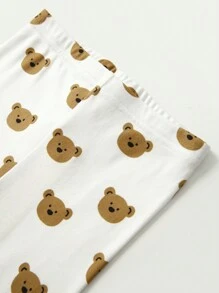 Cozy Pixies 2 件装男婴熊图案针织柔软圆领长袖上衣和长裤睡衣套装 - 彩色 - 查看 7