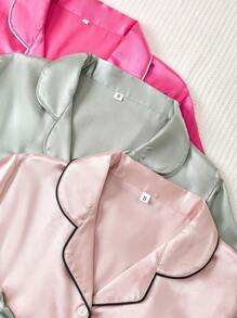 3 conjuntos Pijama con pantalones cortos y manga corta con ribete de contraste - Multicolor - Ver 4