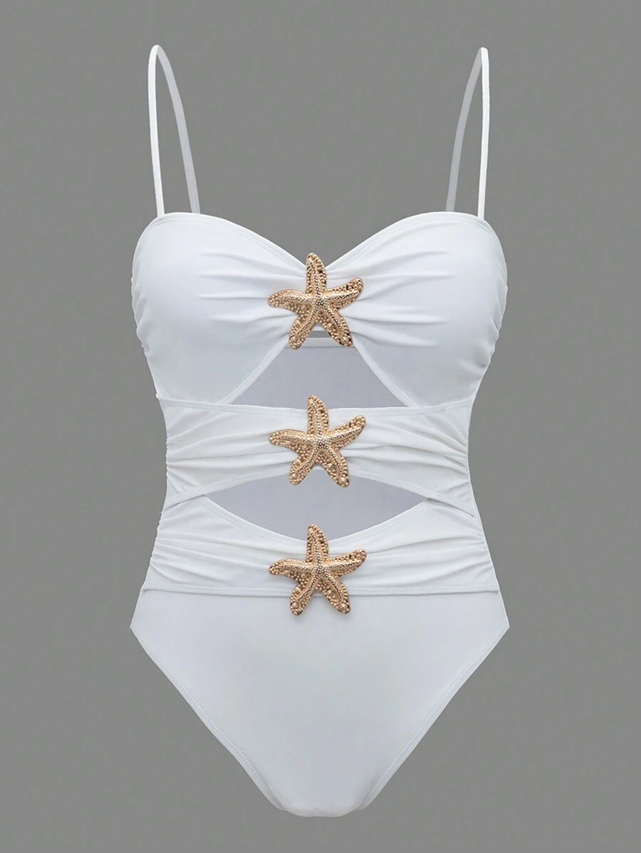 Swim Vcay Đồ bơi liền màu hình ngôi sao rỗng mùa hè