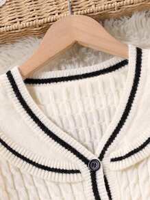 SHEIN Conjunto de 2 peças/roupas de outono para meninas, cardigan de malha grossa e saia curta para meninas pré-adolescentes