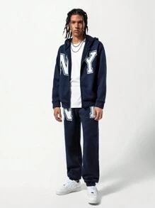 SHEIN 2pcs Boy's Casual Plaid Comfy Hoodie And Sweatpants Set