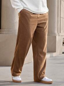 Manfinity CasualMax Quần dài đơn giản, giản dị, có túi trơn cỡ lớn cho nam - màu nâu - Xem 7