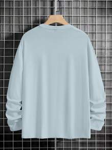 EURMUSE Men Solid Round Neck Tee - Baby Blue - View 2