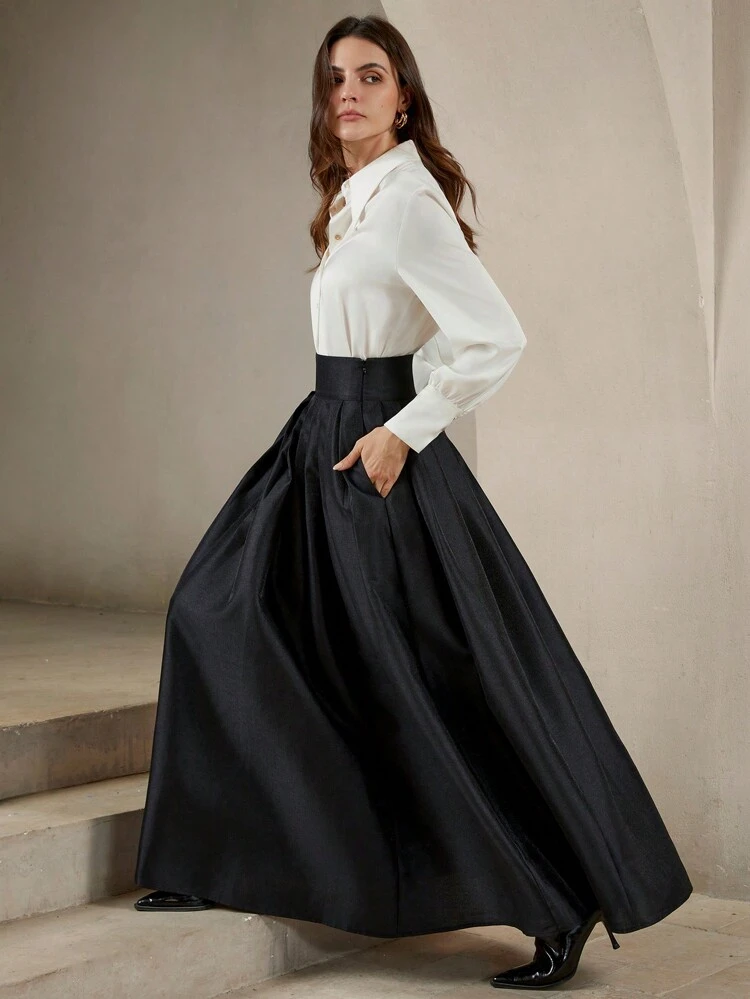 Anewsta Classic Elegant Vintage Holiday Party A-Line Skirt For Women