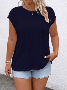 SHEIN LUNE Plus Size Solid Color Crew Neck Short Sleeve Simple T-Shirt, Casual Daily Wear