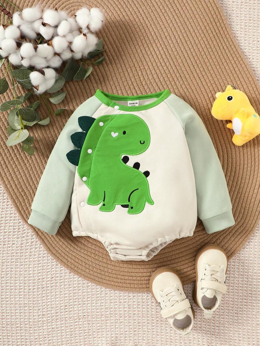 Pelele con estampado de dinosaurio y manga raglán para bebé niño - Multicolor - Ver 1