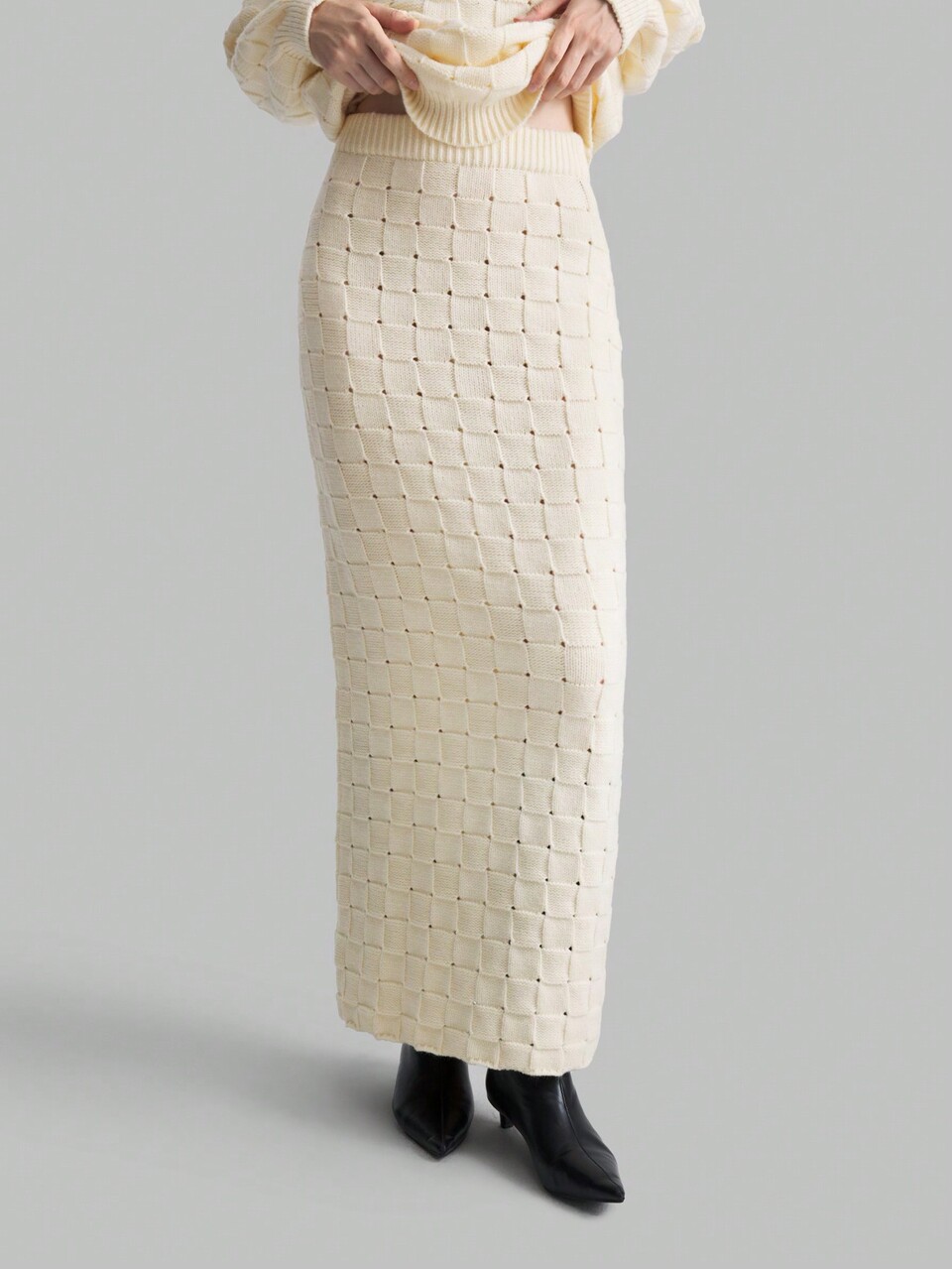 Apricot Minimalist Scandinavian Style Luxury Knitted Knitted Suit, Casual Everyday Wear